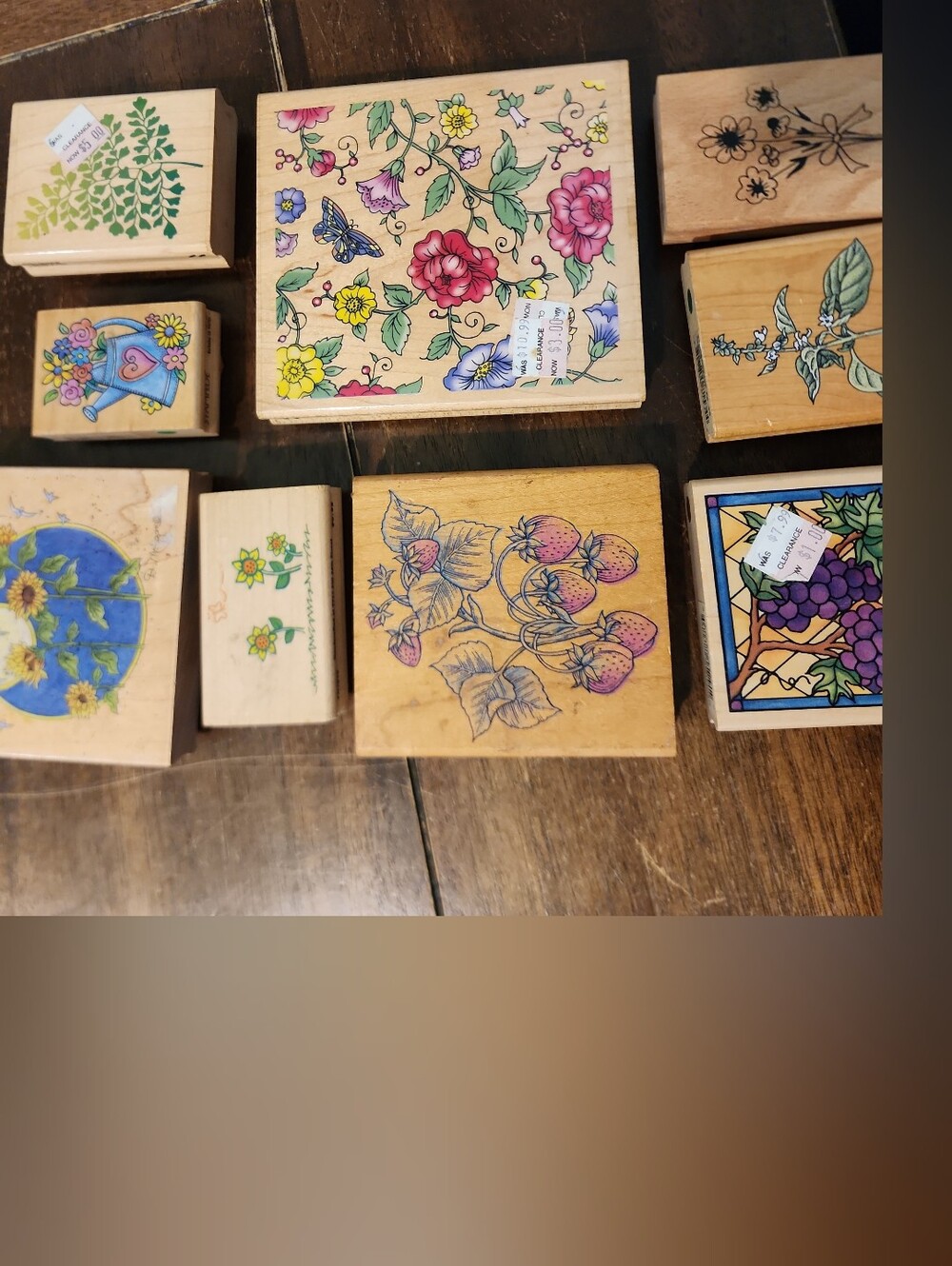 Lot Wooden Stamp Floral and Fruit Garden Botanical Natural Vines Whimsical Grape